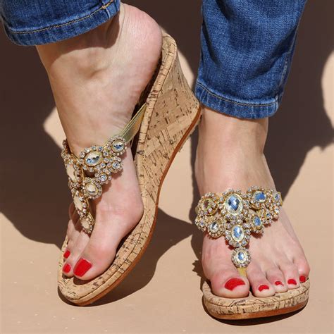 Heeled sandals, jeweled sandals, and wedges .